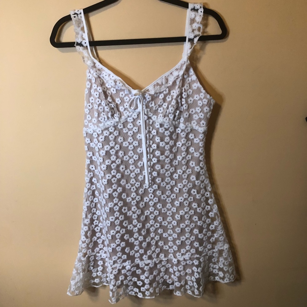 Lulus White and Nude Lace Mini Dress